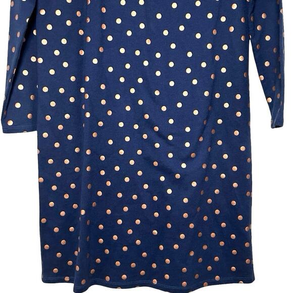 Boden Women’s Metallic Polka Dot Sweatshirt Dress Navy Blue/Copper Size 6 L - Picture 5 of 9